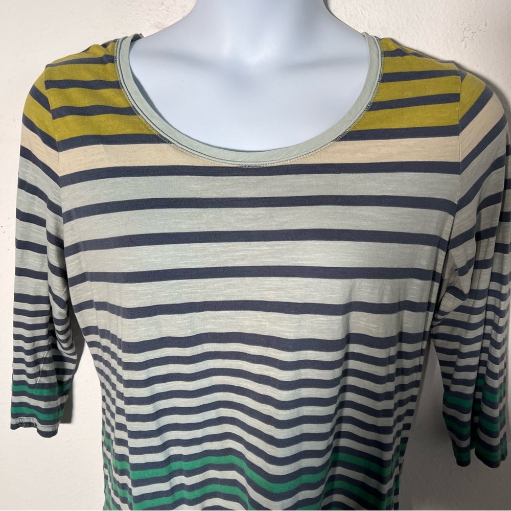 100% Cotton Eddie Bauer Striped 3/4 Sleeve Women’s top in Size Large